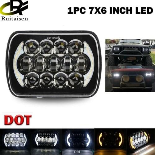 210W 5X7 Inch 7X6 Inch Projector LED Headlight DRL with H4 Harness for Chevrolet Jeep Cherokee XJ Toyota Tacoma & 88-95 Pickup 1
