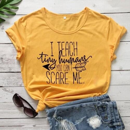 I teach you can't scare me T-Shirt Hipster Teacher Gift Slogan Tee Funny 100% Cotton Arrow Vintage Grunge Tops art Camisetas