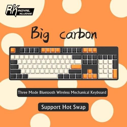 HOT SWAP RK104plus Bluetooth Wireless/2.4G/Wired 3 Mode 104 Key Mechanical Keyboard Color Matching Side-Engraved PBT Keycap