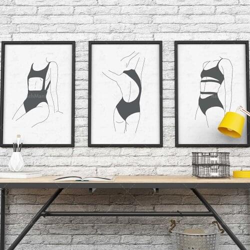 Female Line Artist, Female Wall Art Print | Female Body Poster, Line Body Girl Minimalist Decorative Poster