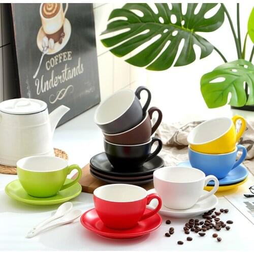 Coffee Cup Matte Ceramic Mug Cappuccino Latte Porcelain Drinkware Tea Cups And Saucer Sets 300ml Birthday Gift Coffeeware Sets