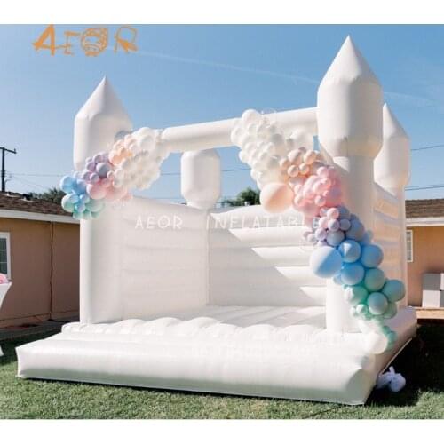 Commercial white Inflatable wedding bouncer bounce house for sale Pink Moonwalk