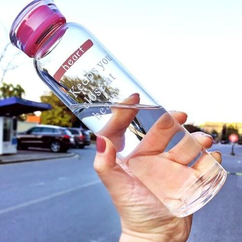 Korean Cute Candy Color Glass Water Bottle for Gilr Portable Outdoor Juice Drinking Bottles