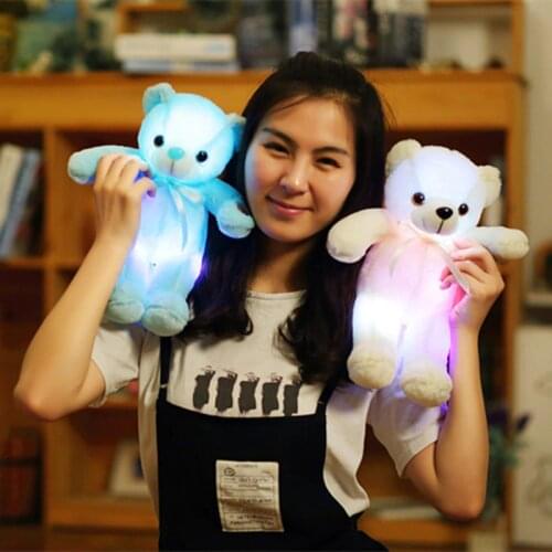 1pc 32cm Colorful Glowing Teddy Bear Plush Toy Kawaii Luminous LED Light Plush Bear Dolls Stuffed Cute Gift for Kids Girls