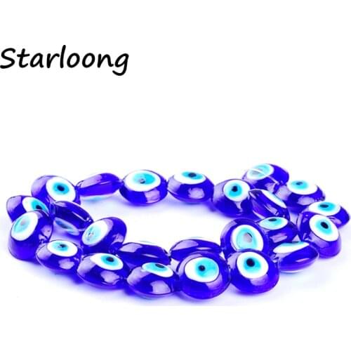 23pcs/string 16mm round blue evil eye beads glazed glass lampwork beads for bracelet necklace DIY jewelry making