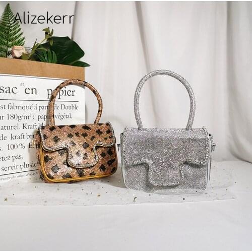 Leopard Print Diamond Evening Clutch Bags Women 2021 Luxury Rhinestone Crystal Purses And Handbags For Wedding Party Wholesale