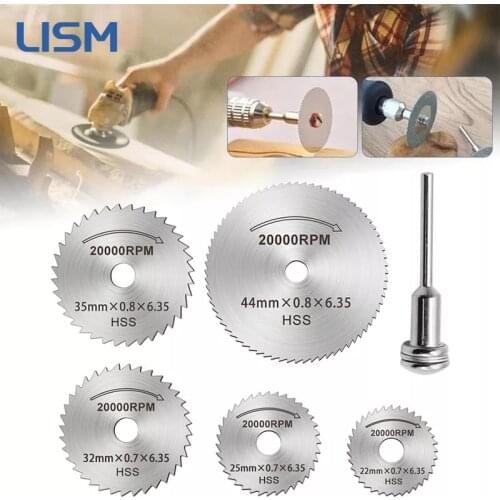 6/7Pcs HSS Circular Saw Blades Wood Cutting Disc Woodworking Diamond Metal Dremel Drill Rotary Cutting Tool Power Tools Kit