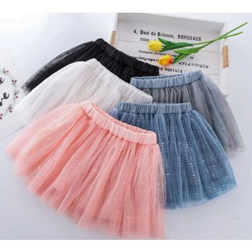 Fashion Kids Girls Mesh Skirts Princess Pretty Stars Fluorescence Floral Pleated Tutu Embroidery Girl Lace Faldas Dance Clothes