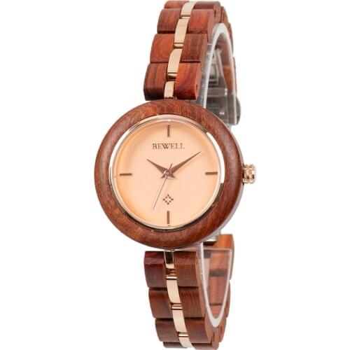 Fastion ladies stainless steel and wood wooden watches
