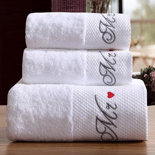 Towel Set 100% Cotton 16S Spiral Satin Terry Bath Towel Face Towels Thickening Towel Crown Mr Mrs Juego de Toallas