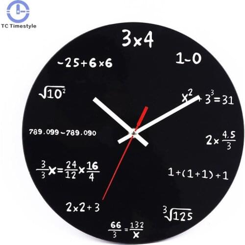 Wall Clock Wooden Math Formula Creative Personality Home Decoration Clock Bedroom Living Room Mute Fashion Simple Wall Decoratio