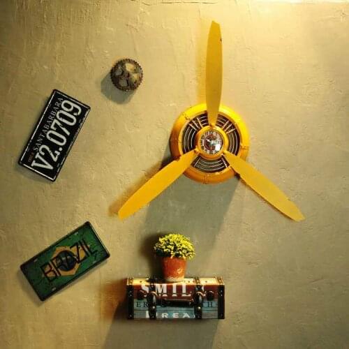 Retro Industrial Style Wall Decorative Wrought Iron Aircraft Propeller Shop Cool Wall Clock Wall Hanging kawaii room decor wall