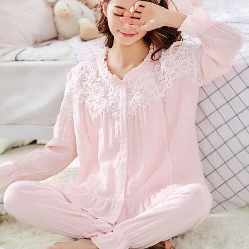 2pcs Maternity Nursing Nightwear Pink Cotton Breastfeeding Sleepwear For Pregnant Women Autumn Pregnancy Pajamas Night Wear Set