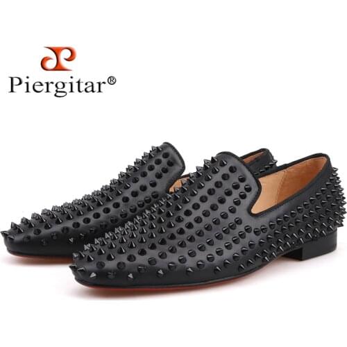 Piergitar New Dandelion Spikes Men Shoes this tonal black leather version is a chic staple for both on and off-duty style alike
