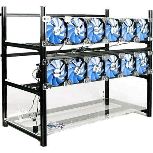 Open Air Crypto Miner Case 14GPU 14 GPU Stackable Mining Rig Frame For Ethereum ETH ZCash Bitcoin