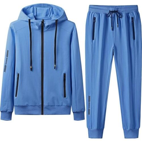 Couple casual suit cotton autumn and winter mens hooded cardigan long-sleeved two-piece suit trousers jacket men