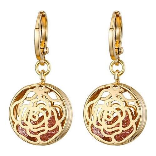 Crystal Rose Flower Design Earring Studs Color Elegant Fashion Women Jewelry Girl Gifts