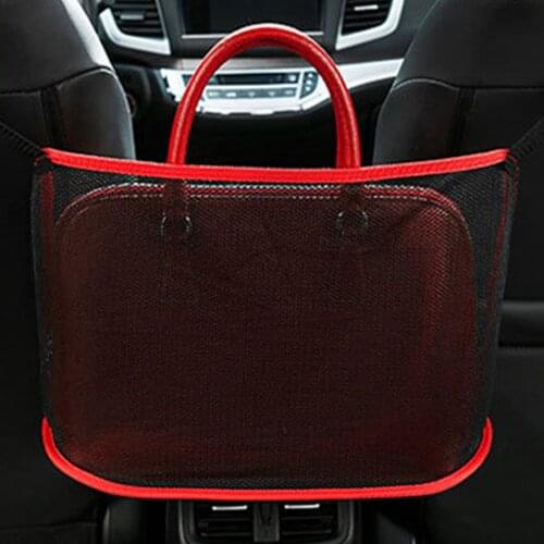 Car Net Pocket Bag Holder Between Seats Large Capacity Seat Back Organizer Handbag Mesh Holder Barrier of Backseat Pet Kids
