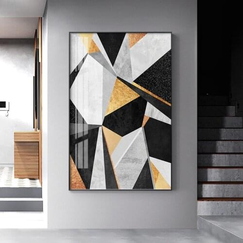 Modern Abstract Black Golden Canvas Painting Geometric Poster Print Wall Art Pictures for Living Room Bedroom Nordic Home Decor