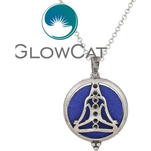 V1267 Yoga logo Necklace Open Lockets Pendant Perfume Oil Locket to send Chain length 50cm+1pc pad