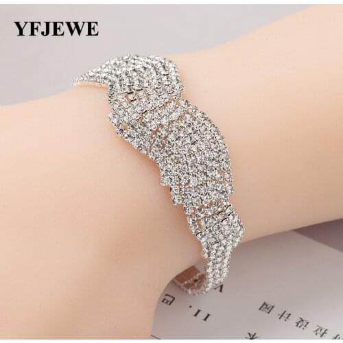 YFJEWE Full Rhinestone Bracelets For Women Femme Charm Bracelets Bangles Fashion Wedding Jewelry Gift Female Pulseras B135