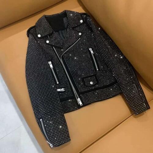 Genuine leather jacket women spring and autumn 2020 new brand real sheepskin coats set auger decoration short clothes slim