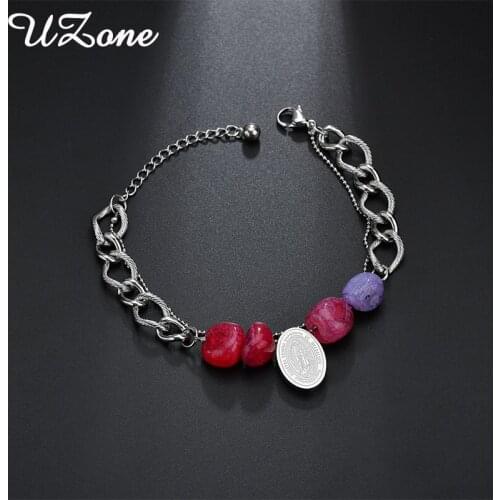 UZone Fashion Stainless Steel Saint Virgin Maria Bracelet Bangle For Women Charms Beads Jewelry Party Gift