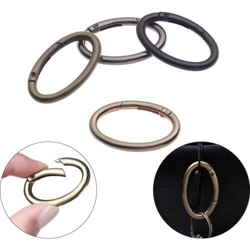 1PC Zinc Alloy Plated Gate Spring Oval Ring Buckles Clips Carabiner Purses Handbags Oval Push Trigger Snap Hooks Carabiners