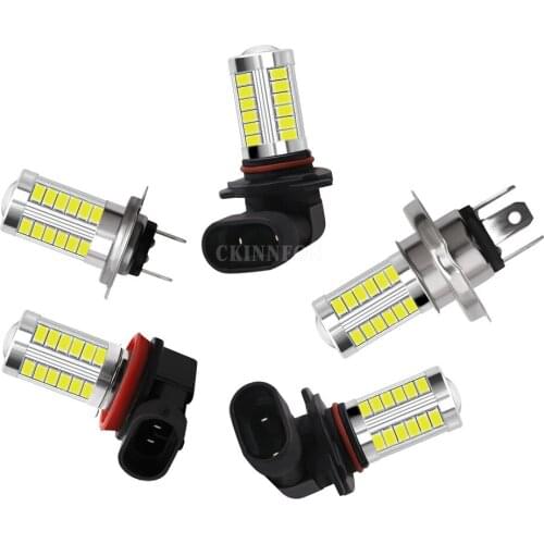 100Pcs/Lot Super White H4 H7 H8 H11 9005 9006 1156 1157 33SMD LED Auto Fog Lamp Car Bulb 6000K with LENS 5630 LED Chip