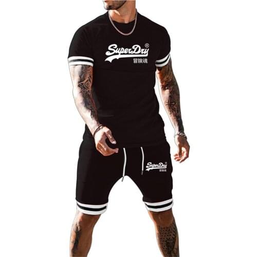 2 Sets Of Mens Sportswear Short-sleeved + Shorts Summer Gym Sports Suit Jogging Sportswear Workout Sportswear Male 2021 New