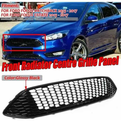 MK3 Car Front Bumper Center Grill Grille Honeycomb Mesh Racing Grill Cover For Ford For Focus MK3 ST LINE 2015-2017 Front Grille