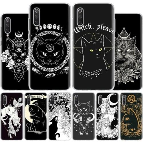Witch and cat Colorful Cute Cover Phone Case For Xiaomi Redmi Note 10 9 9S 8T 8 7 6 5 9A 6A 7A 8A 9C K20 S2 Pro Luxury Soft Coqu