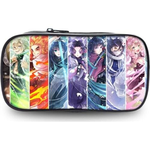 Demon Slayer: Kimetsu No Yaiba Pencil Bag Teenage Boy Girl Cosmetic Cases Kids School Supplies Stationery Storage Bag Makeup Bag