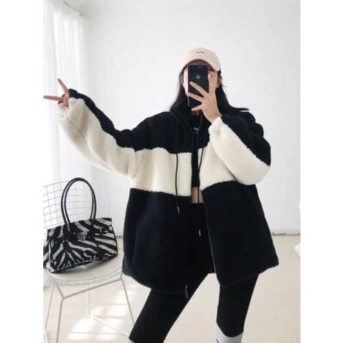 Women Spring Jacket Faux Lambs Fur Kawaii Coat Lamb Women Teddy Fur Coat Parkas Plus Size Coat