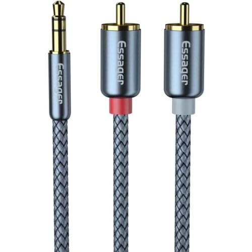Essager RCA Audio Auxiliary Cable 3.5mm Jack To 2 RCA Audio Cable 3.5mm To 2RCA Male Adapter Splitter For TV PC Speakers Cable