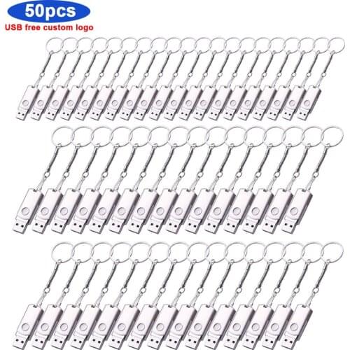 50pcs logo free metal Usb 2.0 Flash Drive Waterproof Metal Flash Drive 64gb 32gb 16gb 8gb 4gb High Speed Usb 2.0 Flash for gift