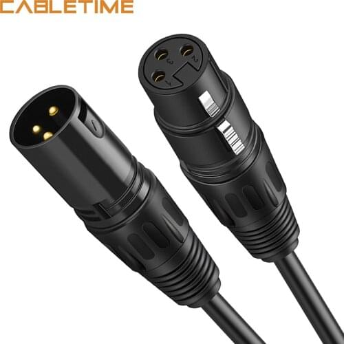 CABLETIME XLR Cable Microphone Guitar Cable Cannon Plug XLR Cable Extension Mikrofon Cable for Audio Mixer Amplifiers N208