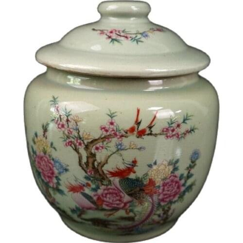 China Old Porcelain Pink Xiangfeng Laiyi Pattern Covered Pot