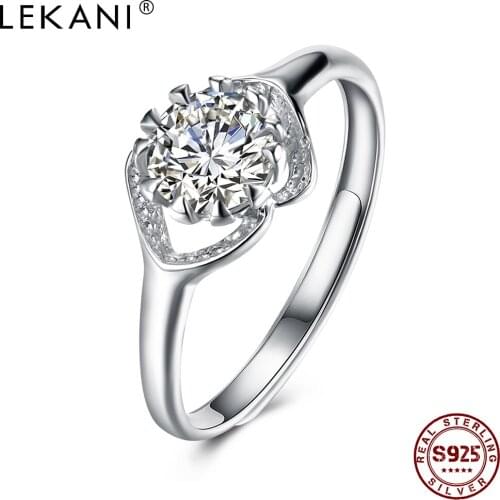 LEKANI 925 Sterling Silver Ring Flower Style Zircon Rings Cute Trendy Birthday Gifts For Girlfriend Romantic Lady Fine Jewelry