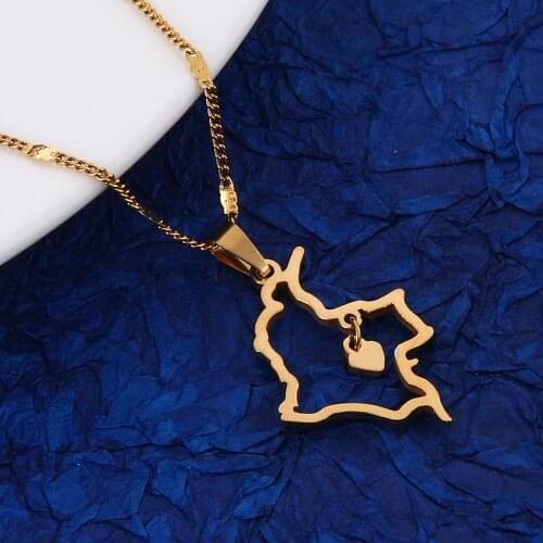 Stainless Steel Colombia Map Pendant Necklace Trendy Map of Colombian Heart Chain Jewelry