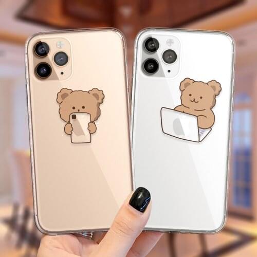 Funny Bear Couples Fashion Brand Protective Case For iPhone 11 12 Pro Max XS Max X XR 6S 7 8 Plus 5S SE 2020 Soft Silicone Cover