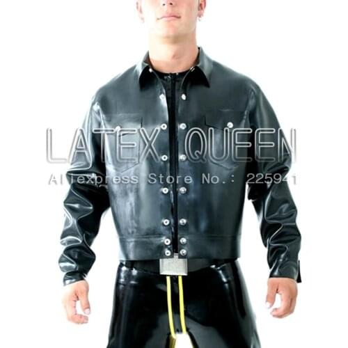 Mens 0.6 mm black latex jackets for man