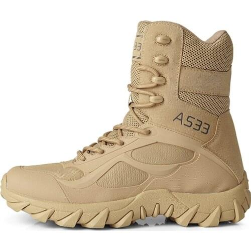 New Men High Quality Brand Military Leather Boots Outdoor Shoes Ankle Boots Special Force Tactical Desert Combat Mens Boots