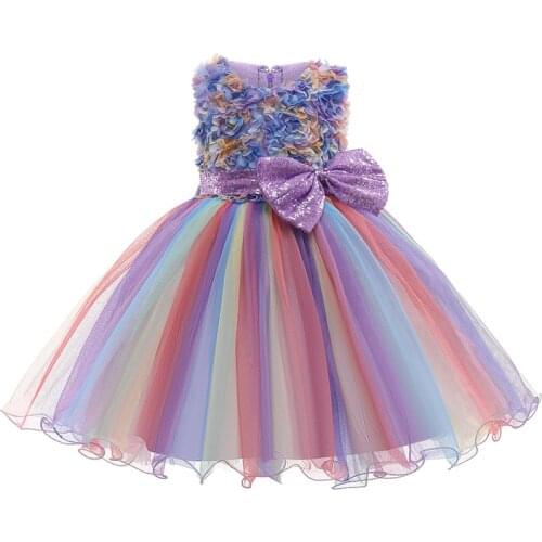 LZH 2021 New Bow Sequins Childrens Princess Dress For Girls' Wedding Dress Pettiskirt Girls Clothes 3-10 Years Kids Party Dress