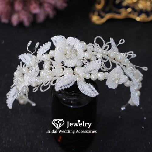 CC Pearl Crowns Women Accessories Wedding Hairbands Engagement Hair Ornaments Bridesmaids Headpiece Romantic Style Diadems xy434