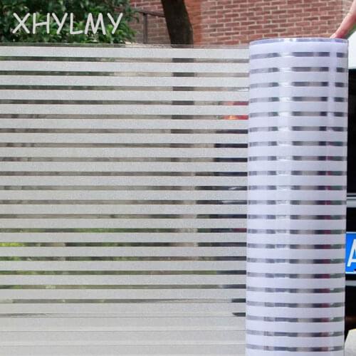 PVC Matte Window Sticker Striped Window Decal Non-Adhesive Privacy Film Vinyl Glass Film Window Tint For Home Kitchen And Office