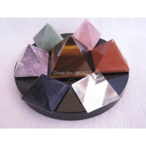 Seven natural crystal pyramid array is a great super energy crystal pyramid seven colors