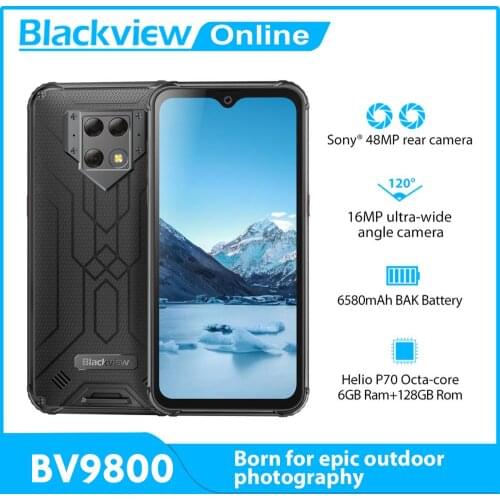 Blackview BV9800 6GB+128GB IP68 Rugged Smartphone 6.3" FHD Waterdrop Helio P70 6580mAh 48MP Rear Camera NFC Mobile Phone