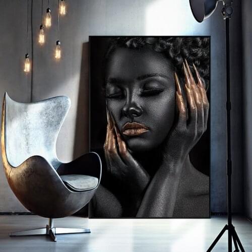 Modern home decoration wall art African black women picture poster canvas living room home decoration painting