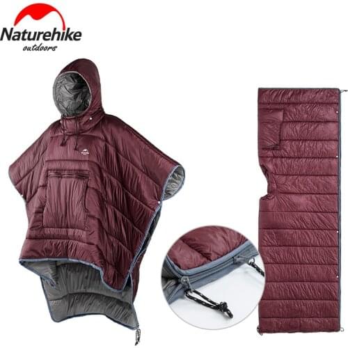 Naturehike Cloak Style Lazy Sleeping Bag Water-resistant Portable Camping Sleeping bag Backpacking Packable Poncho Sleep Bags